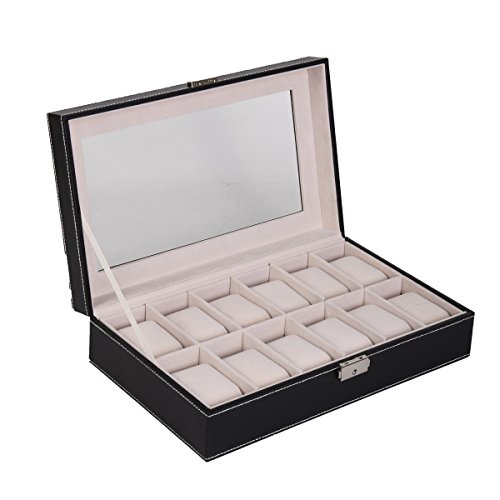 Preisvergleich Produktbild FDS Uhrenkoffer, Uhrebox, Armbanduhr Kasten, Uhrenschatulle Box, Schmuckkasten (12)
