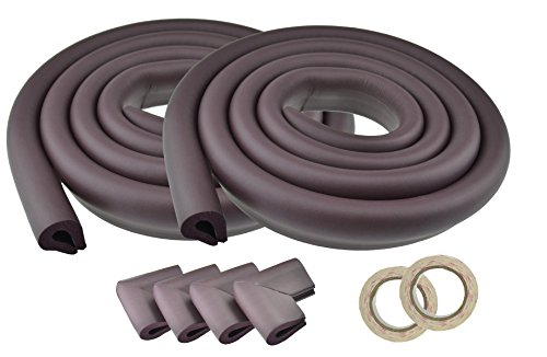 Preisvergleich Produktbild FiveSeasonStuff® 2 Stücke Prämie-Schaum-Kissen Kantenschutz (Kantenschützer) + 4 Eckenschützer (Schutzecken) für Baby-Proofing Kind Proofing / enthält 4 Meter Schutz Rund um den Tisch oder Möbel (2 Stücke Doppelseitig Kastanienbraun U-Form Kantenschutz (2 Meter Jeder)+ 4 U Eckenschützer (Dicke: 5-8mm) LM218)
