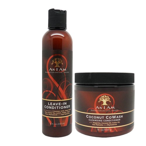 As I Am Leave-in Conditioner 8oz, Coconut Cowash Cleansing Conditioner 16oz SET by I Am