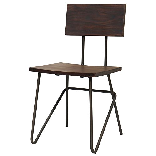 Fusion Living Grafito Vintage Industrial silla Metal con asiento de ma
