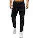 Produktbild Herren Jogginghose Sweatpants,Dasongff Männer Freizeithose Tether Elastic Design Hosen Athletic Sportlich Jogger Pants Laufhose Sport Hosen Gym Trainingshose (L, Schwarz)