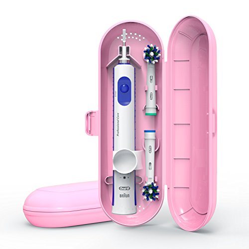 Poketech caso de viaje de colores, para Oral-B & Philips 1 empuñadura y 2 premium - Rosa
