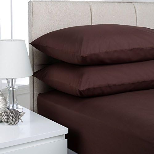 NI Luxury Bedding Non Iron Top Quality Extra Deep Fitted Sheets 16''/40CM, Fitted Sheets 9''/23CM, Pillow Covers Single Double King Super King Sizes 16 Colors (King 40CM, Chocolate)