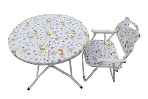 Amaze Folding Baby Kids Children Printed Portable Outdoor Study Dining Furniture Play Group Table- 1 Chair Set (Doll)