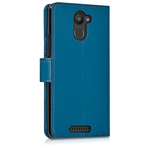 kwmobile Funda para bq Aquaris U Plus - Carcasa de  Cuero sint  tico  - Case con Tapa y  Tarjetero  en  Azul Oscuro 