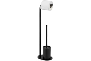 Wenko Set WC MOD. Levante autoportante Elegante scopino e portarotolo Inclusi in Acciaio Inox Nero Opaco Dimensioni 23 x 63 x 17 cm Colore Nero Moderno