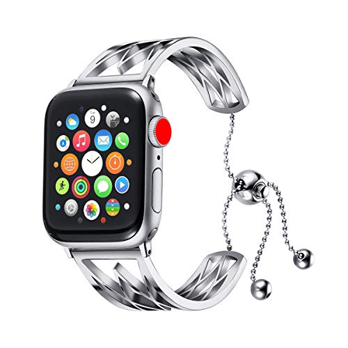 Libra Gemini Bracelet pour Apple Watch 38mm 40mm 42mm et 44mm Series 1 2 3 4, Acier Inoxydable (42mm/44mm, Argent)