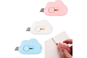 FC'NOQGN 3pcs mini cutter petit cutter de poche ouvre enveloppe papeterie bureau Sûr Compact Portable Bleu Blanc Rose