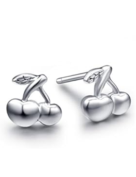 Wunhope Ohrringe Damen Mädchen 925er Sterling Silber Mode Kirschen Einfache Klein Hypoallergen Stecker