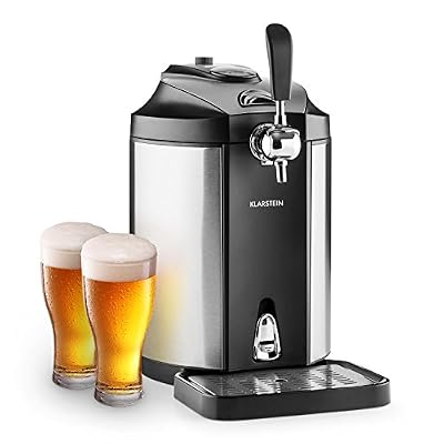 Klarstein Skal Tireuse à bière inox 5L (système de cartouches CO2 à pression, design élégant avec levier de pression, rafraîchissement à 2 - 12 °C) - inox brossé