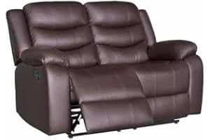 SOFAHEAVEN Roma Recliner Brown Bonded Leather 3+2+1 sofa - 3 Seater Suite For Living Room Furniture - 2 Seater Modern Sofa Set - (2 Seater)