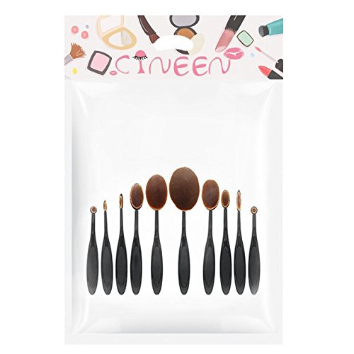 CINEEN Oval Make Up Pinsel 10 Stück Premium Pinselset Make-up Face Powder Foundation Creme Eyeliner Lip Rouge Bürste Kosmetik Zahnbürste Curve Pinsel set - 7