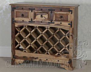 Classically Modern Jali Solid Sheesham Rosewood 3 Drawer Wine Cabinet / Sideboard / Rack / Buffet