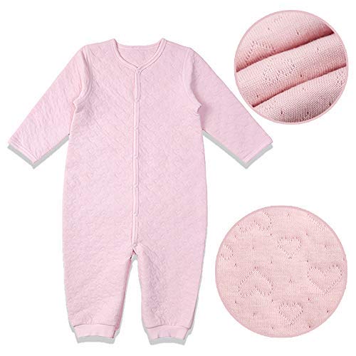i-baby Bambino Pagliaccetto in Cotone Neonata Pigiama Pima Camicie da Notte Premium Manica Lunga (3-6mesi, Rosa)