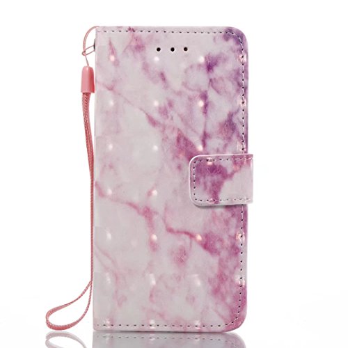 Lanpangzi PU Ledertasche Fall fÃ¼r iphone 7 Marmor Muster HÃ¼lle Bookstyle Tasche Flip SchutzhÃ¼lle mit Standfunktion Kartenfach Federung Hard Back Case - Rosa Marmor + Metall BerÃ¼hren Stift