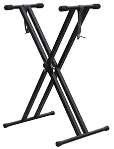 24x7 eMall Premium Double-X, Adjustable Piano Keyboard Stand with Locking Straps. Anti-Slip Stable Feet, Keyboard Holder Portable.