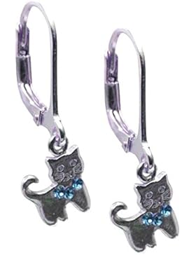 SL-Silver Ohrringe Katze Kristalle 925 Silber in Geschenkbox