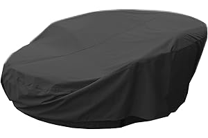 EKQSGLC Funda Cama Exterior, 600D Funda Sofa Cama Exterior Impermeable, Funda Cama Jardin Redonda con Hebilla a Prueba de Viento, Resistente Tela de Oxford - Negro (Ø200cm)