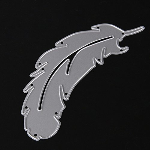 Demiawaking 2Pcs Metall Feder Form Stanzschablonen Metall Schneiden Schablonen für DIY Scrapbooking Album, Schneiden Schablonen Papier Karten Sammelalbum Dekor - 3