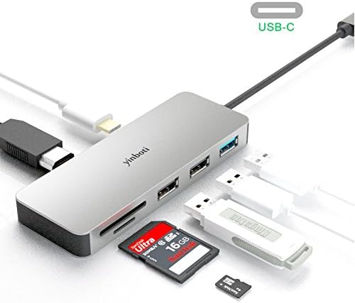 USB C Hub Dock with HDMI - yinboti Type C Adapter to HDMI USB3.0 SD and MicroSD Card Reader Docking Station for Macbook (Pro Air) Chromebook Thinkpad X1 Carbon Samsung S8 S9 Galaxy Note8 Dell HP etc