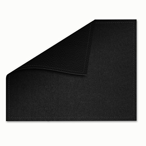 SIMON PIKE Mauspad "London" 19 x 24 cm aus Filz und Kunstleder ohne Logo, Leder: Schwarz, Filz: schwarz, Serie: OL, doppelseitiges Mousepad mit einer schwarzen PU Leder Seite und einer farbigen Natur Wollfilz Seite und farblich abgestimmten Kontrastnähten
