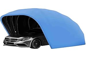 CAULO Allwetterfester Carport, Mobile Faltgarage, Auto-Markise, halbautomatischer Anti-Exposition-Carport, abschließbarer, langlebiger Unterstand, 18 Fuß (Blue)