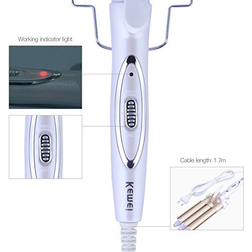 CkeyiN ®Drei Turmalin Keramik Lockenwickler Große Welle, Curling drei Stangen Lockenwickler Werkzeug mit Handschuh - 2