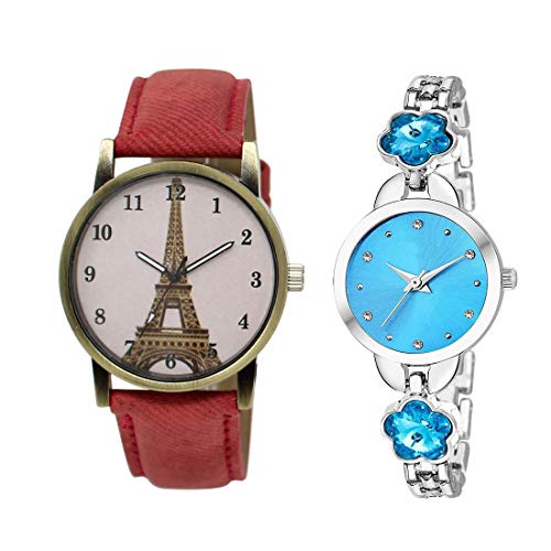 Shocknshop Analouge Multicolor Dial Leather Belt Men's Womens Watch Combo -(LR230_160)