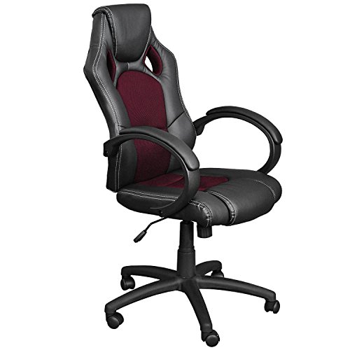 eMarkooz(TM) Desk chair executive office Swivel chair Mesh chair padded Computer PC Desk chairs adjustable armchair (Dark red)