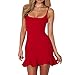 Produktbild Ba Zha Hei Frauen-Dame Off Shoulder Ärmelloses Minikleid Ruffle Unregelmäßiges Cocktailkleid Festlich Partykleid Kleid Elegant Festlich Asymmetrisches Party Club Oberteil Mini Kleider (S, rot)
