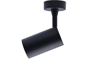 Eurekaled Portafaretto de techo o pared GU10 - Foco orientable 360° con haz direccionable - Bombilla intercambiable - Para salón, cocina, pasillo - IP20 (negro)