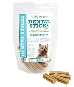 Healthy Breeds Dog Dental Chews for Cairn Terrier - Over 200 Breeds - Easier Than Wipes Rinses Spray Toothbrush or Toothpaste - 15 Mini Sticks