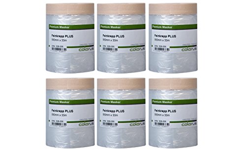 6 x Malerkrepp Masker Tape 33 m PROFI mit 55 cm Abdeckfolie - Cover Quick Abklebeband - Abdeck Klebeband mit Malerfolie