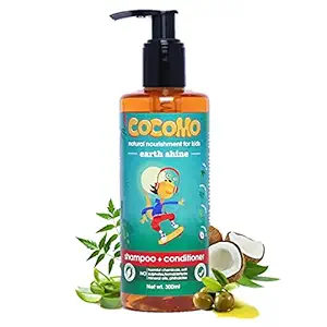 Cocomo Natural Olive & Coconut Oil Kids Shampoo & Conditioner, Citrus Fragrance, Adds Strength & Shine | Earth Shine 300ml (Age: 4+)