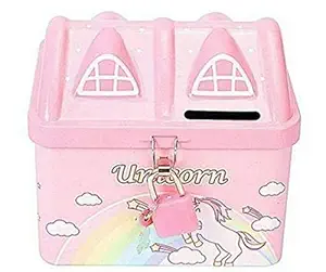HARI KRISHNA Unicorn Piggy Bank Money Saving Box Tin,Coin Bank with Lock and Key