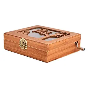 Music Box, Wood-Made Hand Crank Music Box, Forest Animal Wood Box Engraved Wooden Hand Crank Music Box for Birthday, Christmas Day or Valentine's Day(owl)