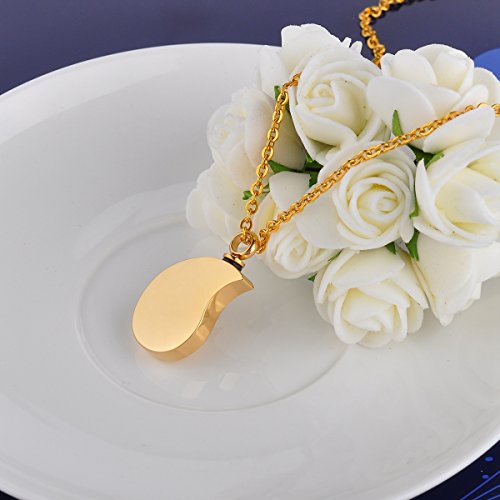 HOUSWEETY-Cremation-Jewellery-Stainless-Steel-Teardrops-Urn-Pendant-Necklace-Memorial-Ash-Keepsake