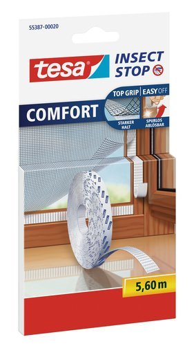 tesa Insect Stop Fliegengitter COMFORT Klettband-Ersatzrolle, 5,6 m