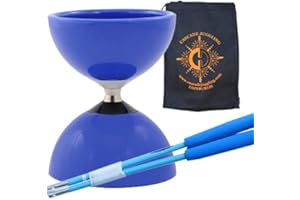 Juggle Dream Carousel Bearing Diabolo and Fiber Sticks with Bag - Bearing Diablo Set for Kids (Blue)