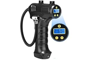 Deruaku Tyre Inflator Air Compressor, Rechargeable Handheld Electric Digital Tire Pump w/ LED Light & 4000mAh Battery, 12V 120W Cordless Air Compressor w/ Three Pneumatic Mouth for Motorcycle Bicycle