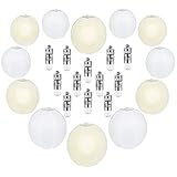 Papierlaternen:12 Stück, weiß, hergestellt aus umweltfreundlichem Material, stabil und robust.