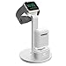 Produktbild ATOPHK 2 in 1 Premium Aluminium Tischständer Ladestation Station für Apple iWatch (38mm 42mm) Nachttisch Modus Kompatibel, Airpods Wireless Bluetooth Kopfhörer Fall mit Kabel Management Silbrig