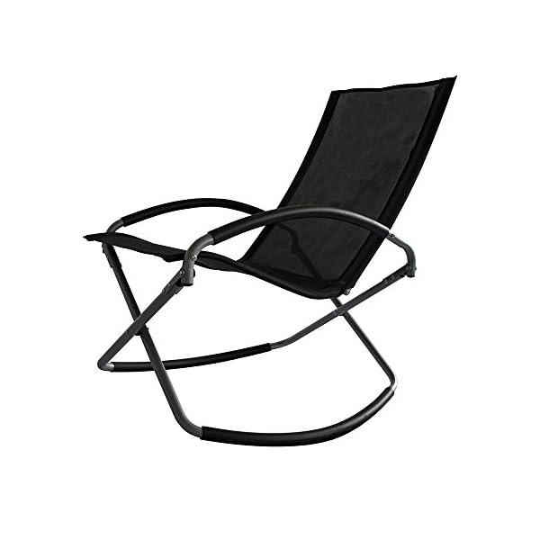 Trueshopping Como Leisure Chair Foldable Black Easy Care Textilene Fabric Rocking Chair Light Convenient Practical and Stylish. Gentle Slight Rocking Motion very relaxing - Image 5