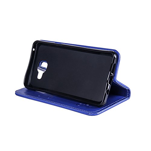 SKYXD Leder Hülle für Samsung Galaxy A3 2016 Rosen Blumen und Schmetterlings Muster,PU Folio Klappbar SchutzHülle [Brieftasche Kartenfach / Magnet / Standfunktion / Trageschlaufe] KlappHülle für mit [Eule Handyanhänger + Eingabestift] 3 in 1 Zubehör Set Handy Tasche Etui for für Samsung Galaxy A3 2016 A310F Bookstyle Flip Case Leather Cover With [Stylus and Dust Plug]- Blau - 5