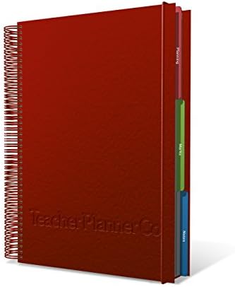 A4 6 Lesson Academic Teacher Planner - Leatherette Red