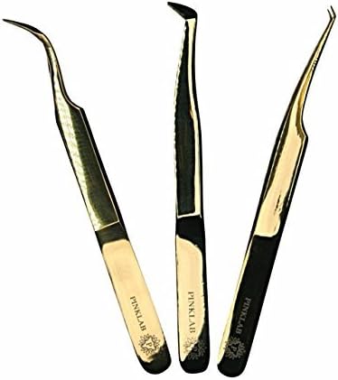 Rev Pro Gold Tweezer/ 3 pack set / Single / Volume/ Isolation/ for Eyelash Extension By PINKLAB
