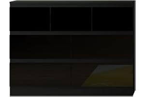 FWStyle 7 Drawer Merchant Chest Easy Clean Black Gloss Modern Bedroom Scandinavian Style