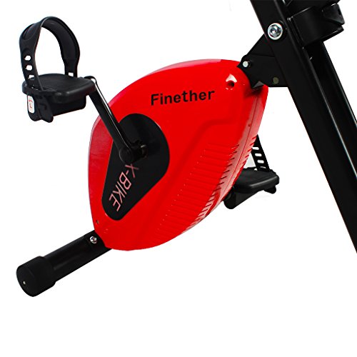 Finether X-Bike Heimfahrrad Heimtrainer Fitness-Fahrrad Standfahrrad Trimmrad Trainingsrad Fahrradtrainer mit Rückenlehne LCD-Monitor und Pulssensoren 8-Stufen Magnetwiderstand Sportgerät / Trainingsgerät/Fitnessgerät für zuhause zum Abnehmen Ausdauertraining höhenverstellbar klappbar. - 3