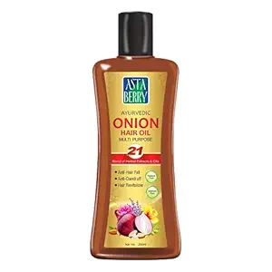 Astaberry Onion Hair Oil 200ml - Anti Hairfall, Anti Dandruff & Anti Revitalizer, Goodness of 21 Essentials Oils