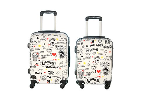 Maleta cabina 55 cm 4 ruedas trolley cascara dura adecuadas para vuelos de bajo coste art happiness / grande unico